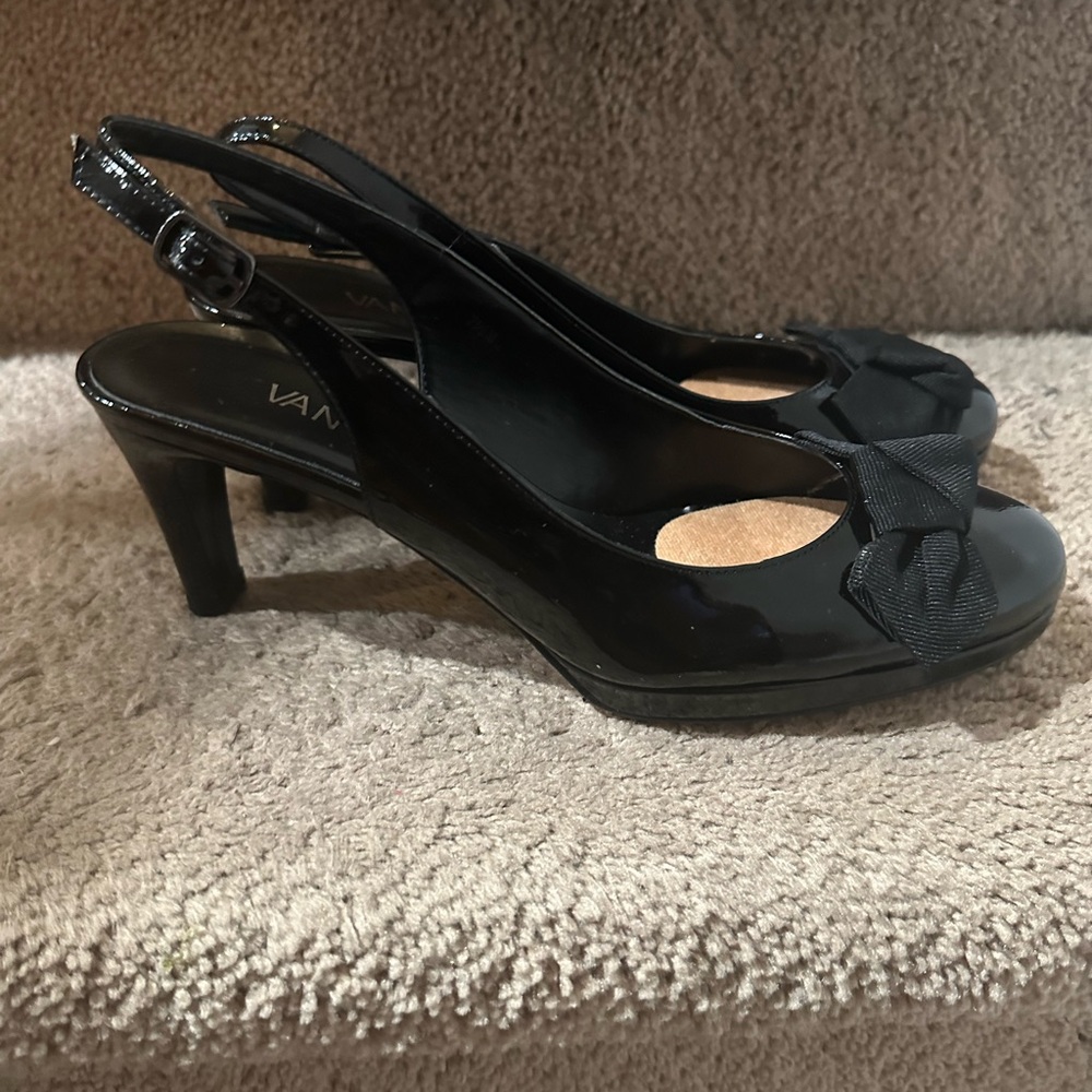 Vaneli Black Patent Slingback Heels size 7.5 m